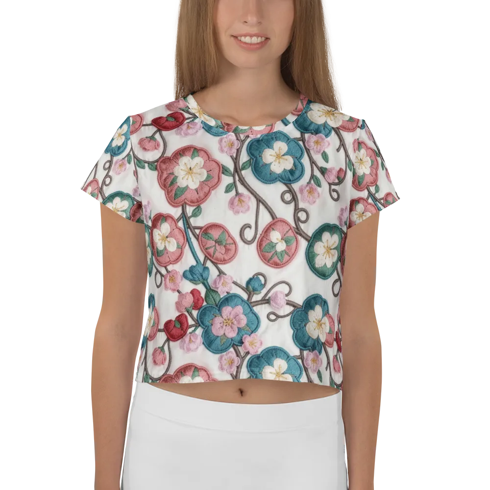 Embroidered Reverie on Crop Tee — Front