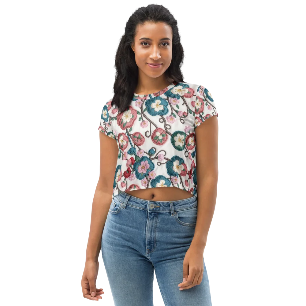 Embroidered Reverie on Crop Tee — Front
