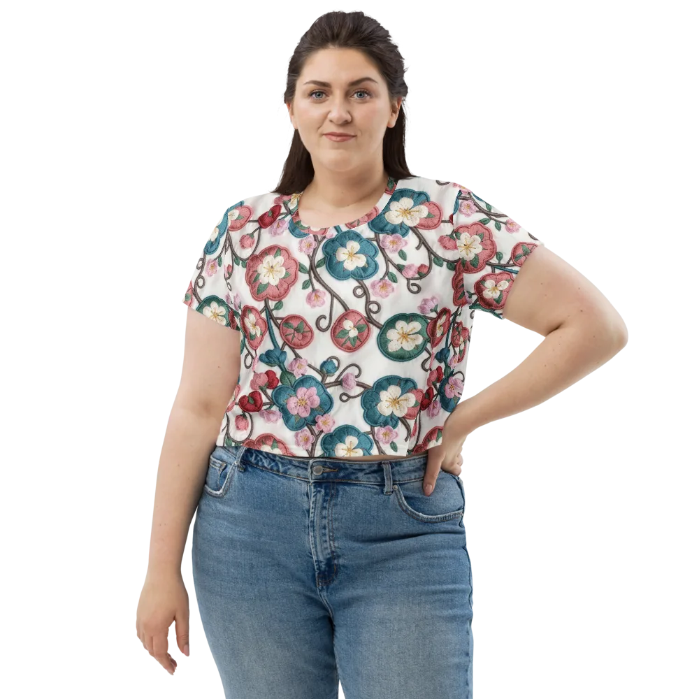 Embroidered Reverie on Crop Tee — Front
