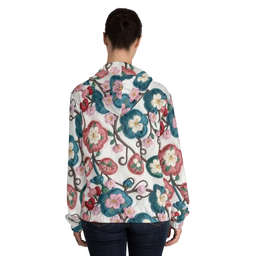 Embroidered Reverie on Women's Full-Zip Hoodie — Back On Person
