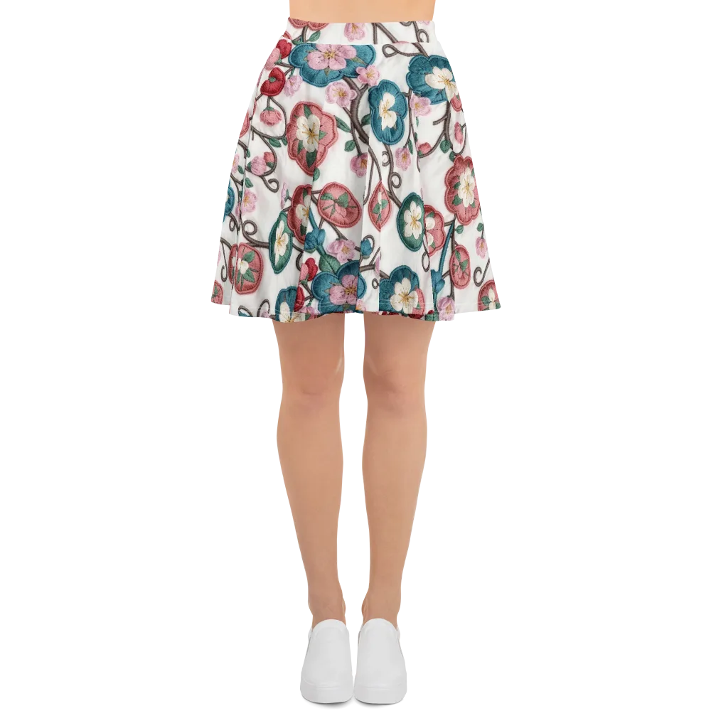 Embroidered Reverie on Skater Skirt — Front