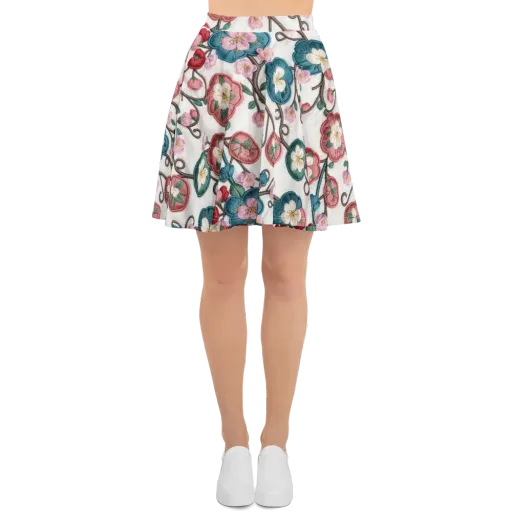 Embroidered Reverie on a Skater Skirt