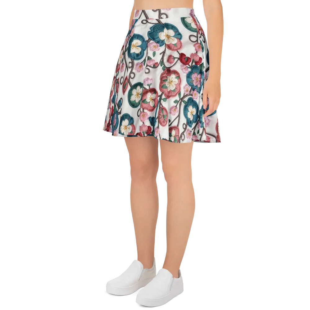Embroidered Reverie on Skater Skirt — Left