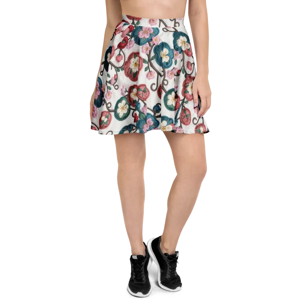 Embroidered Reverie on Skater Skirt — Front