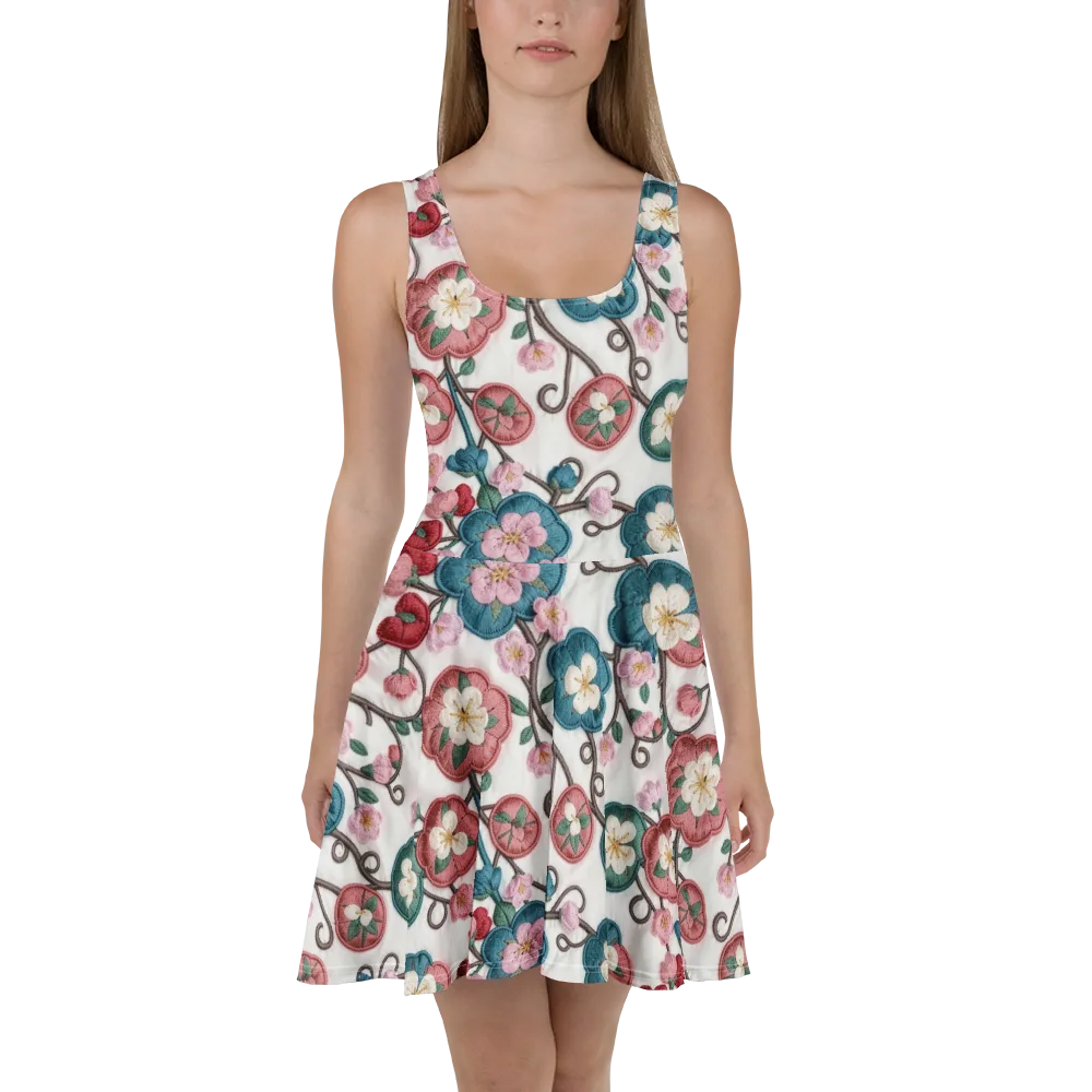 Embroidered Reverie on Skater Dress — Front