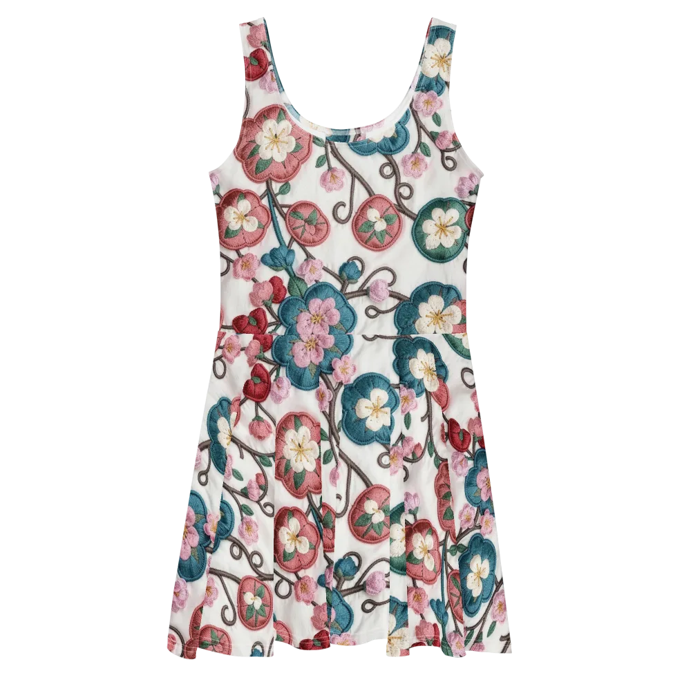 Embroidered Reverie on Skater Dress — Front