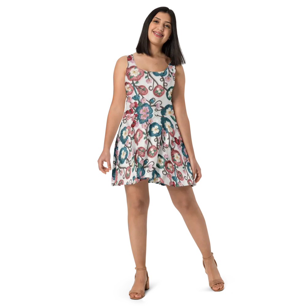 Embroidered Reverie on Skater Dress — Front