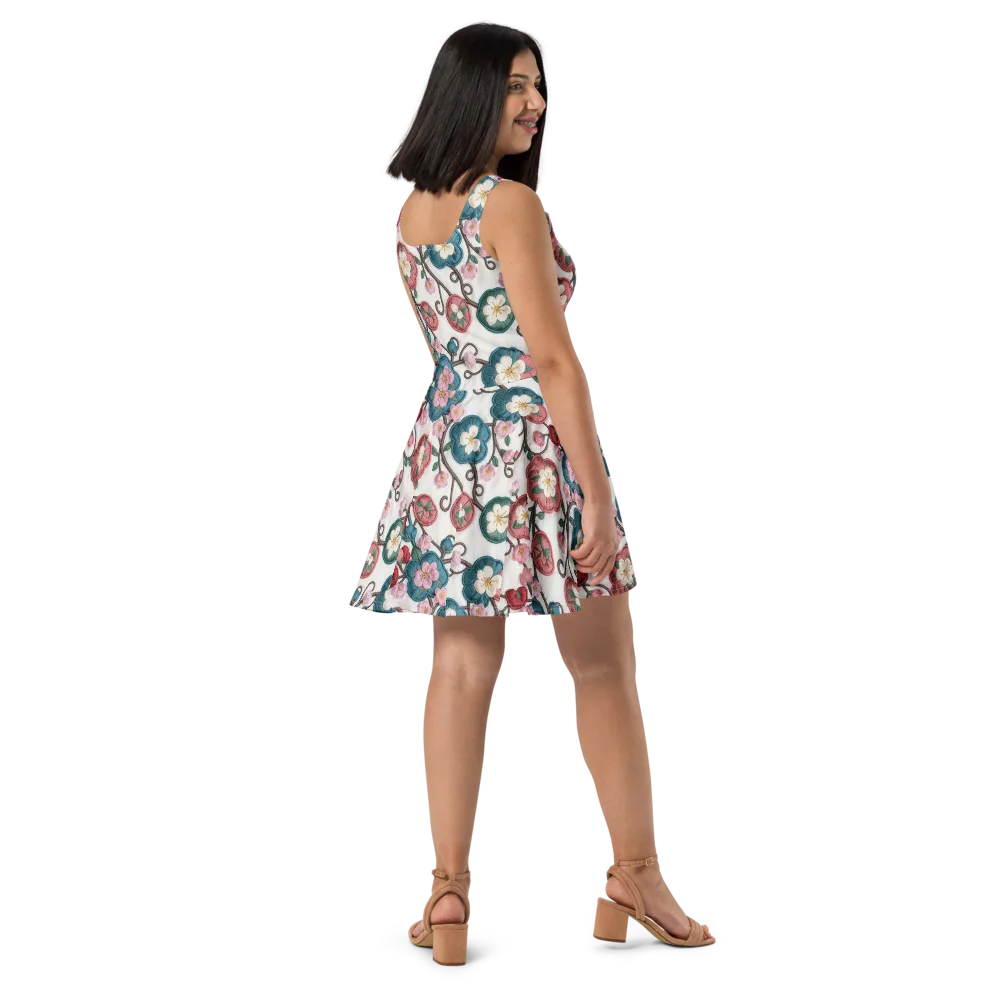 Embroidered Reverie on Skater Dress — Right