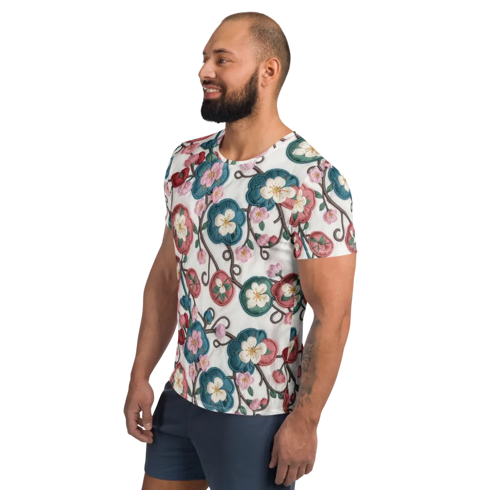 Embroidered Reverie on Men's Athletic T-Shirt — Left