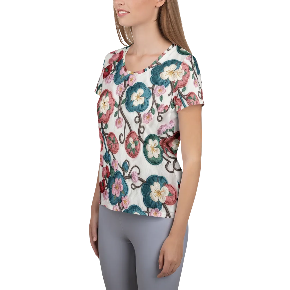 Embroidered Reverie on Women's Athletic T-Shirt — Left