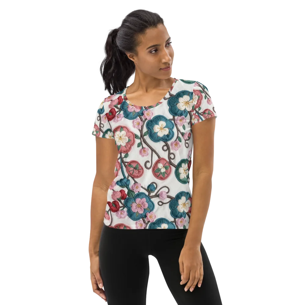 Embroidered Reverie on Women's Athletic T-Shirt — Front