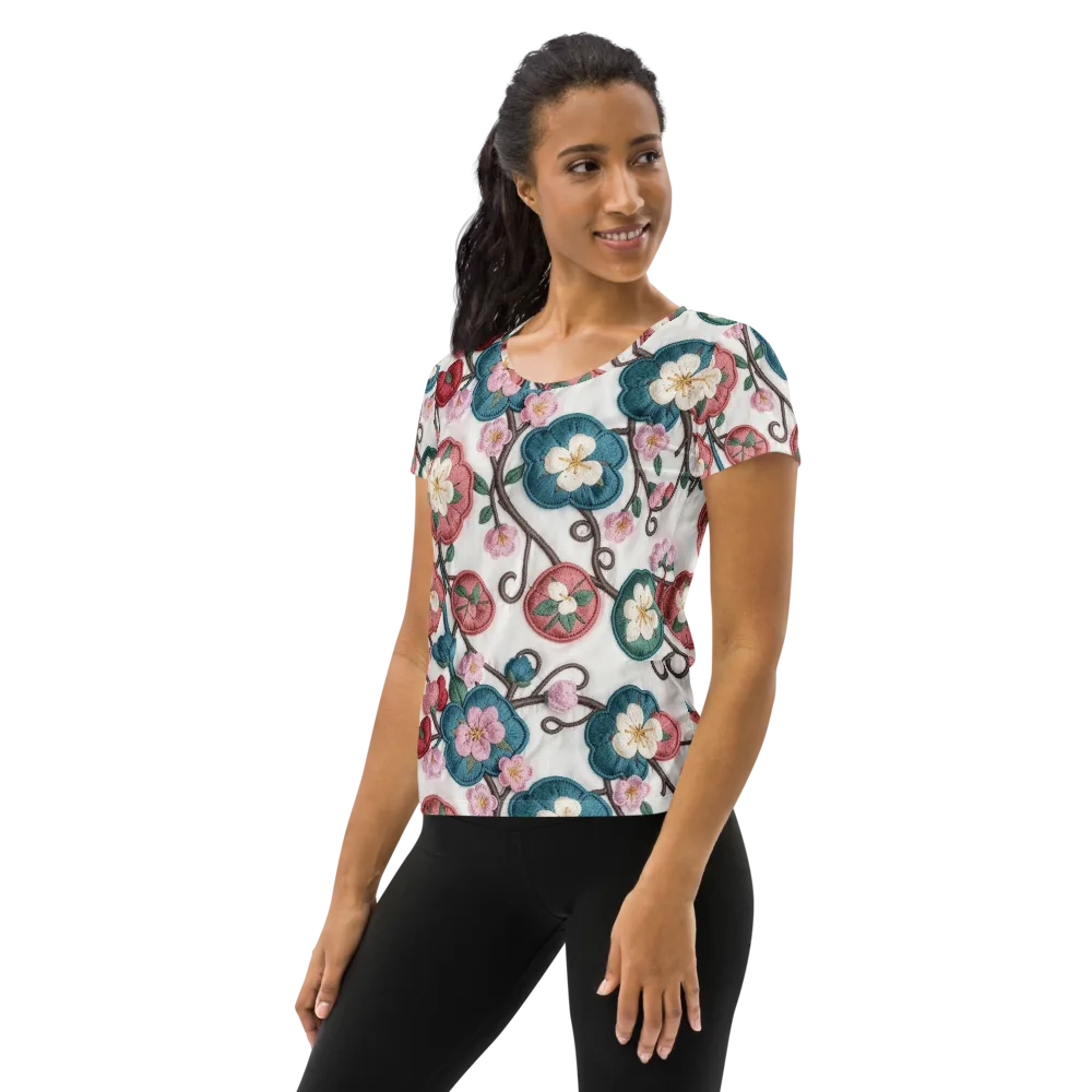 Embroidered Reverie on Women's Athletic T-Shirt — Left