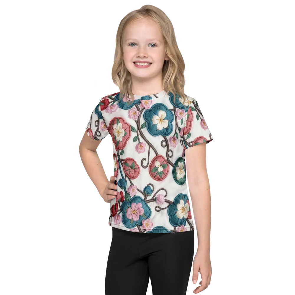 Embroidered Reverie on Kids Crew Neck T-Shirt — Front