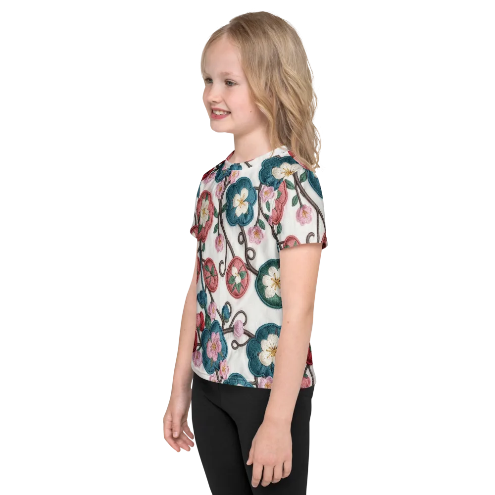 Embroidered Reverie on Kids Crew Neck T-Shirt — Left