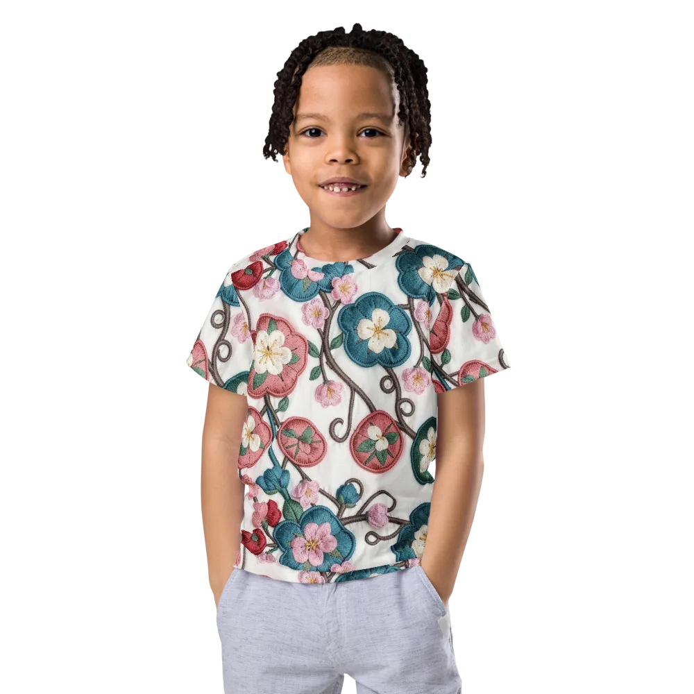 Embroidered Reverie on Kids Crew Neck T-Shirt — Front
