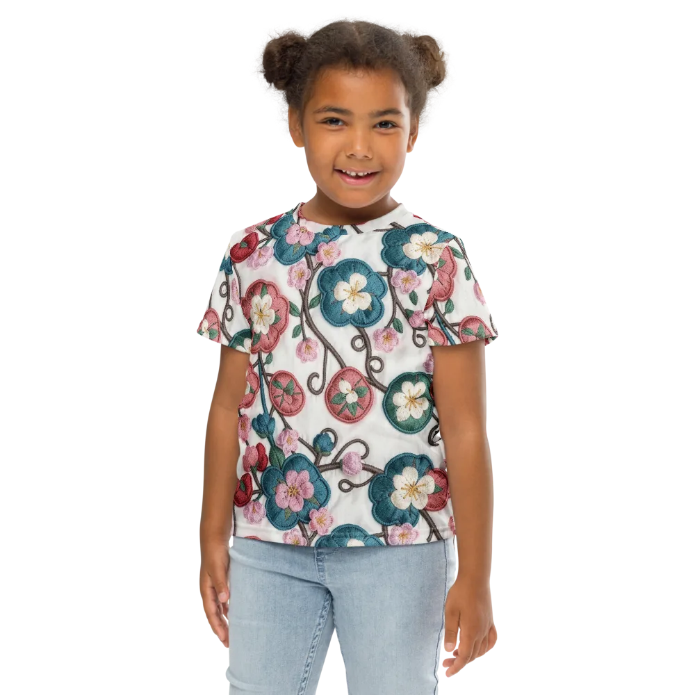 Embroidered Reverie on Kids Crew Neck T-Shirt — Front