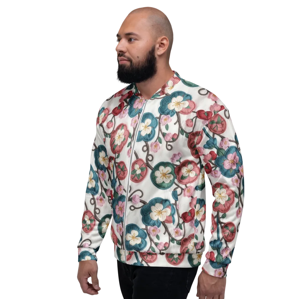 Embroidered Reverie on Bomber Jacket — Left