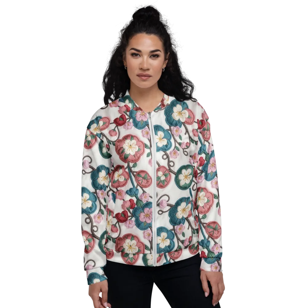 Embroidered Reverie on Bomber Jacket — Front