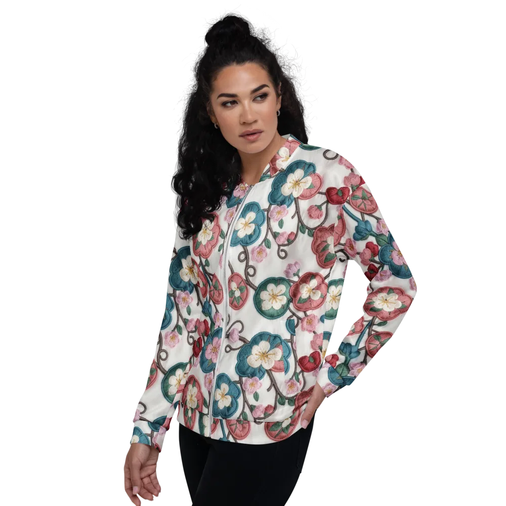 Embroidered Reverie on Bomber Jacket — Left