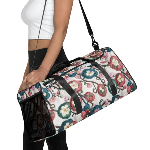 Embroidered Reverie on a Duffle Bag