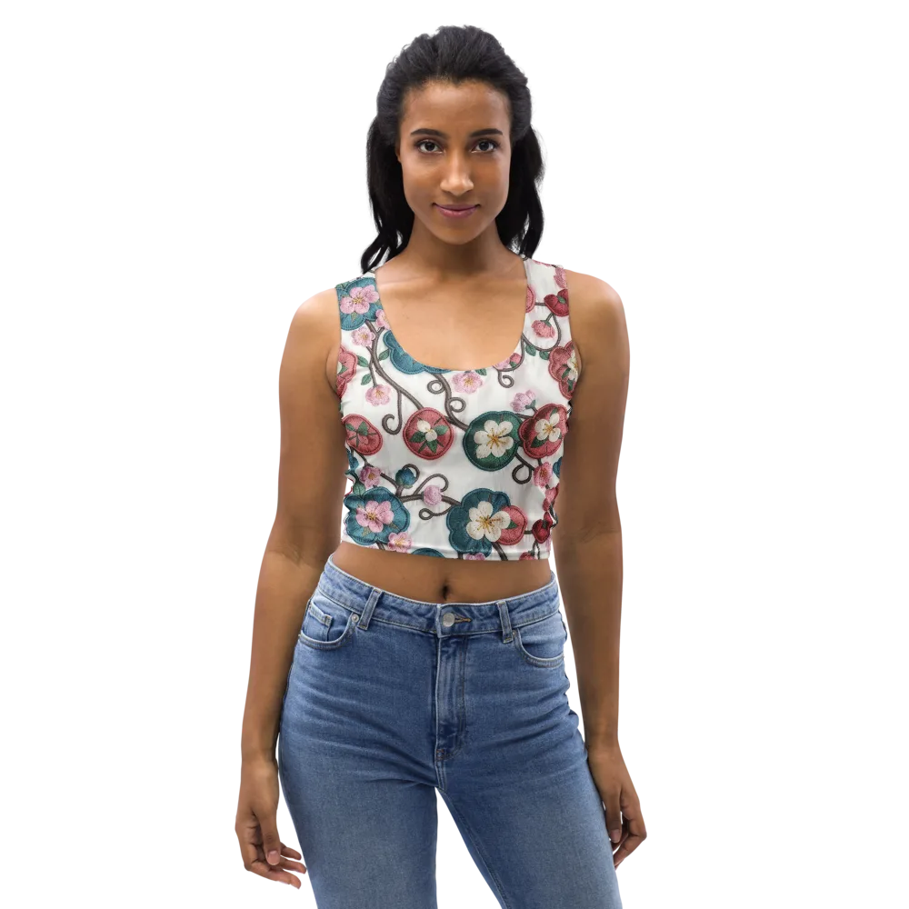 Embroidered Reverie on Crop Top — Front