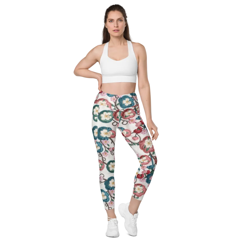 Embroidered Reverie on Leggings with Pockets — Front