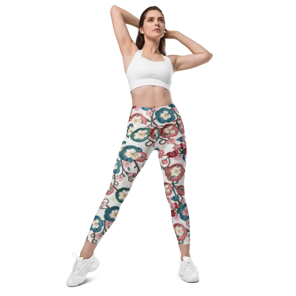 Embroidered Reverie on Leggings with Pockets — Front