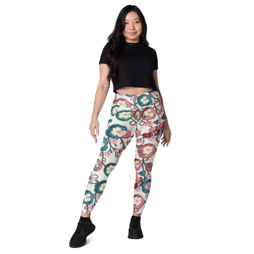 Embroidered Reverie on Leggings with Pockets — Front