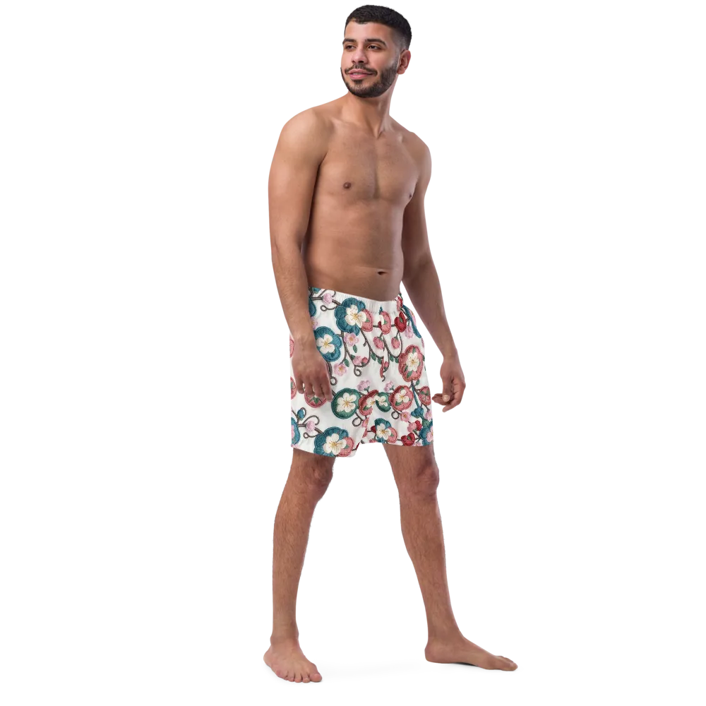 Embroidered Reverie on Swim Trunks — Right Front
