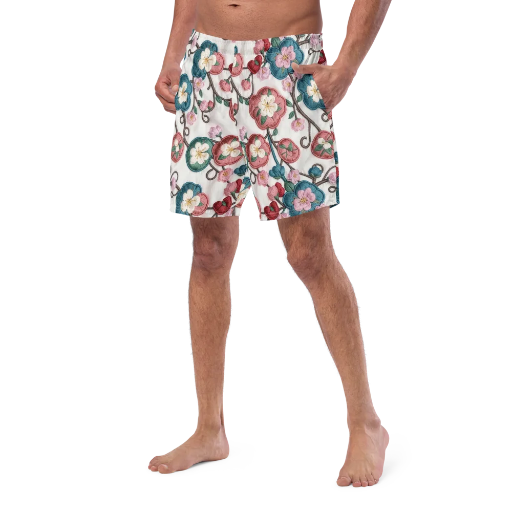 Embroidered Reverie on Swim Trunks — Left Front