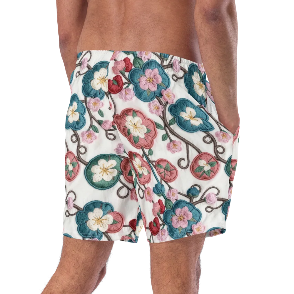 Embroidered Reverie on Swim Trunks — Right Back