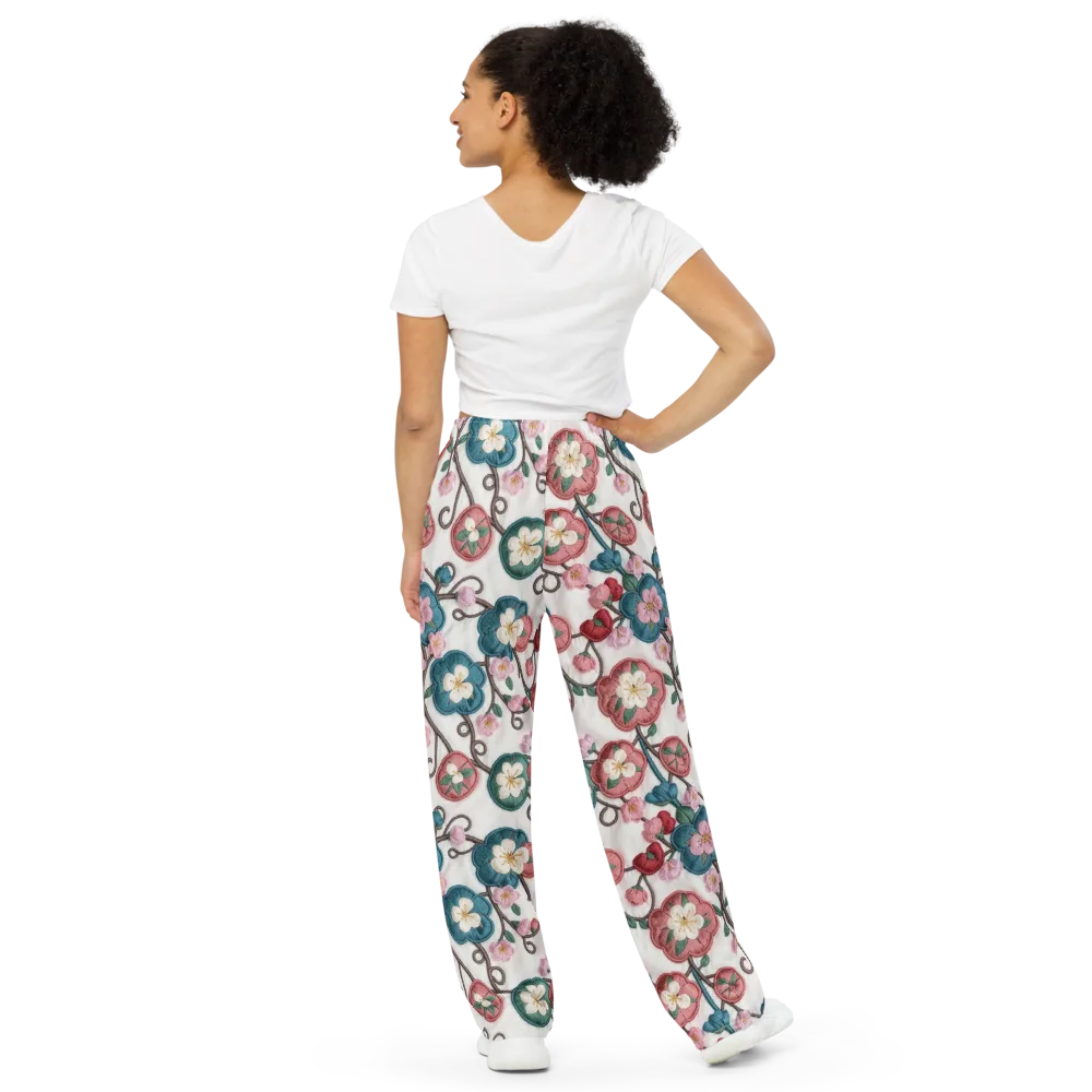 Embroidered Reverie on Wide-Leg Pants — Back