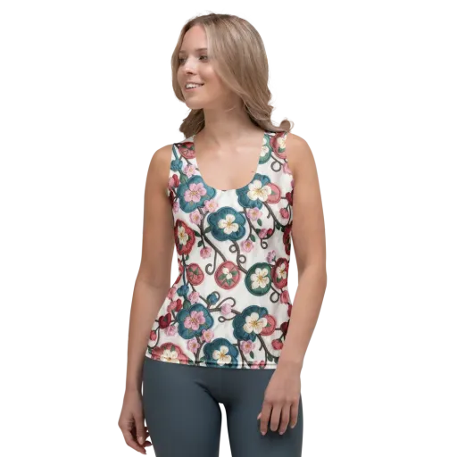 Embroidered Reverie on a Women's Tank Top