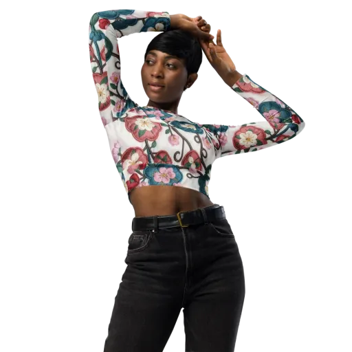 Embroidered Reverie on a Long Sleeve Crop Top