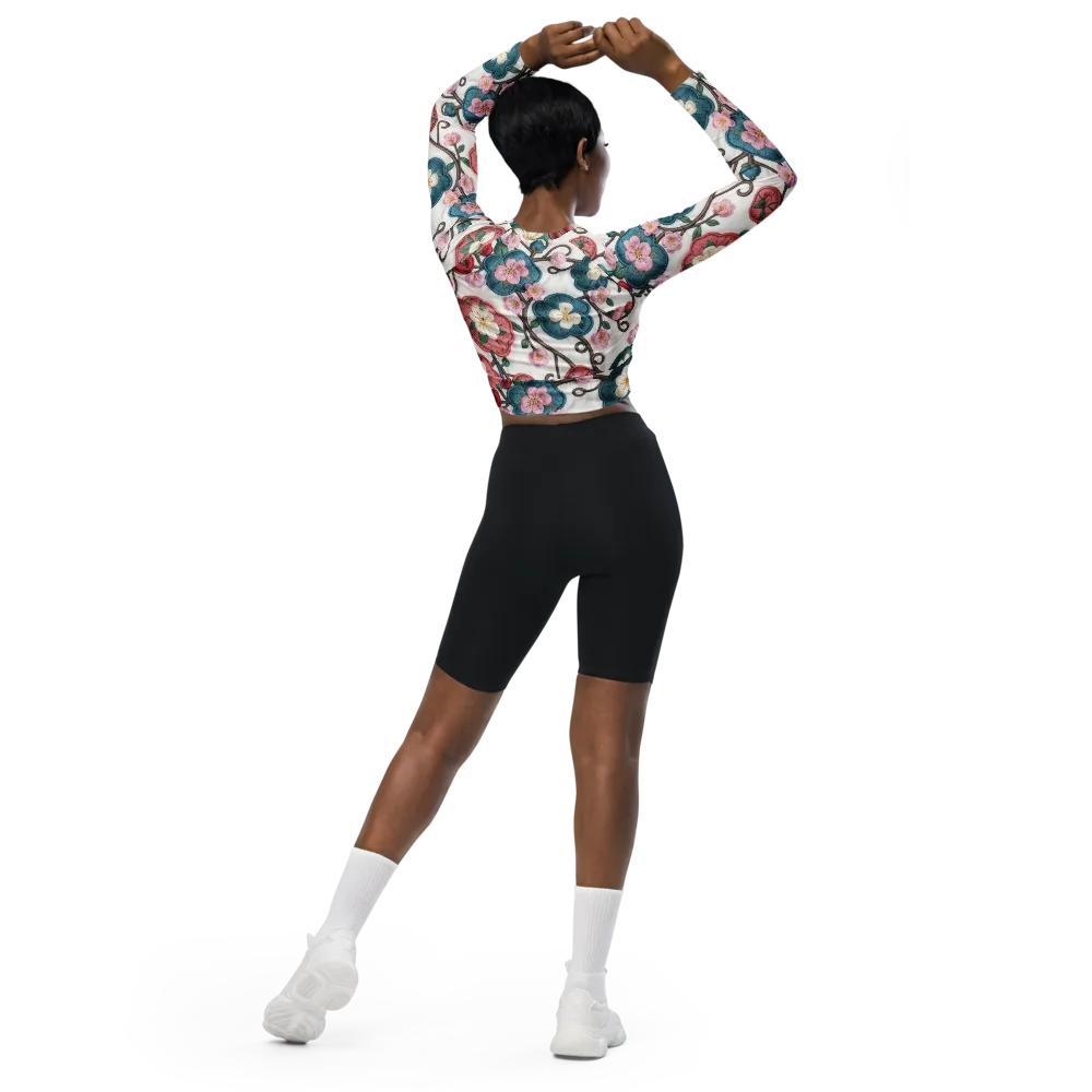 Embroidered Reverie on Long Sleeve Crop Top — Back