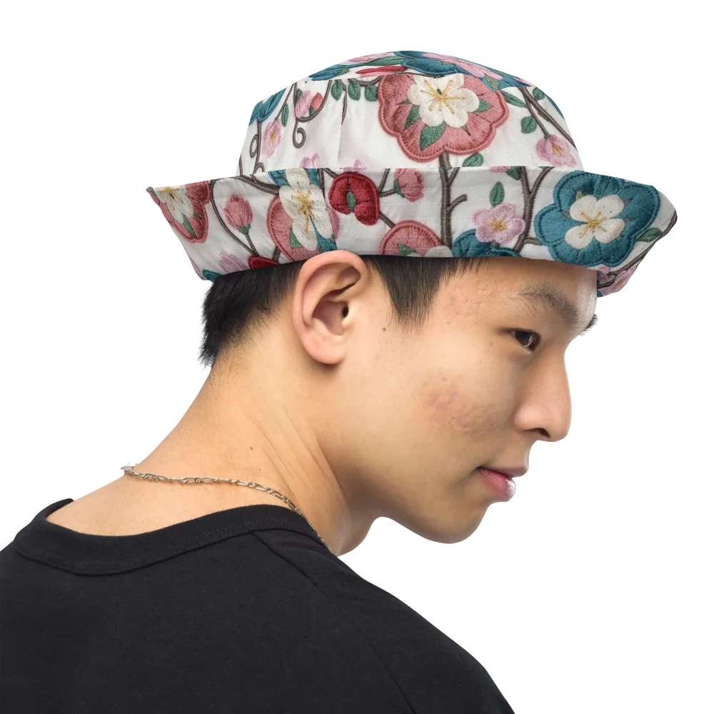 Embroidered Reverie on Reversible Bucket Hat — Right Outside
