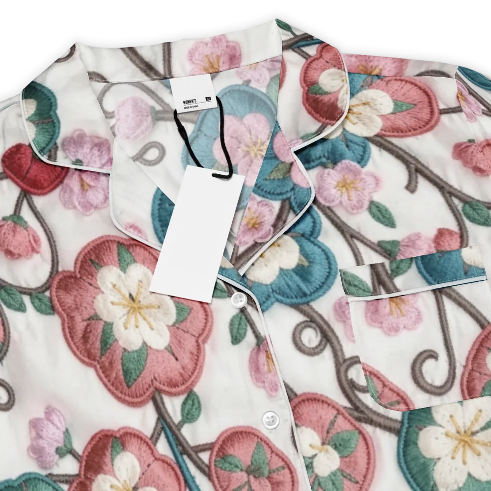 Embroidered Reverie on Women's Short Sleeve Pajama Top — Product details