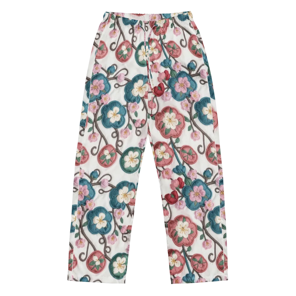 Embroidered Reverie on Women's Pajama Pants — Front