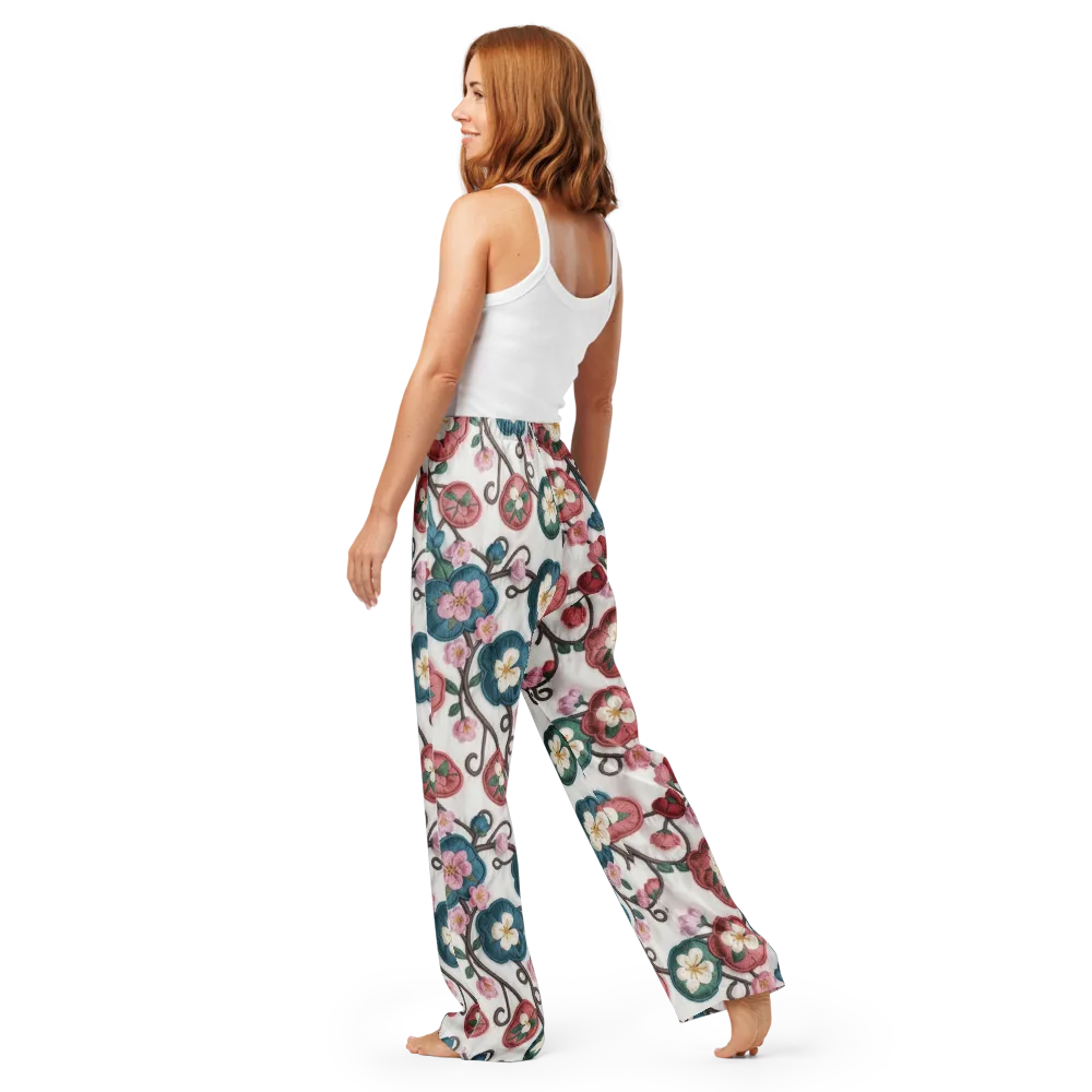 Embroidered Reverie on Women's Pajama Pants — Back