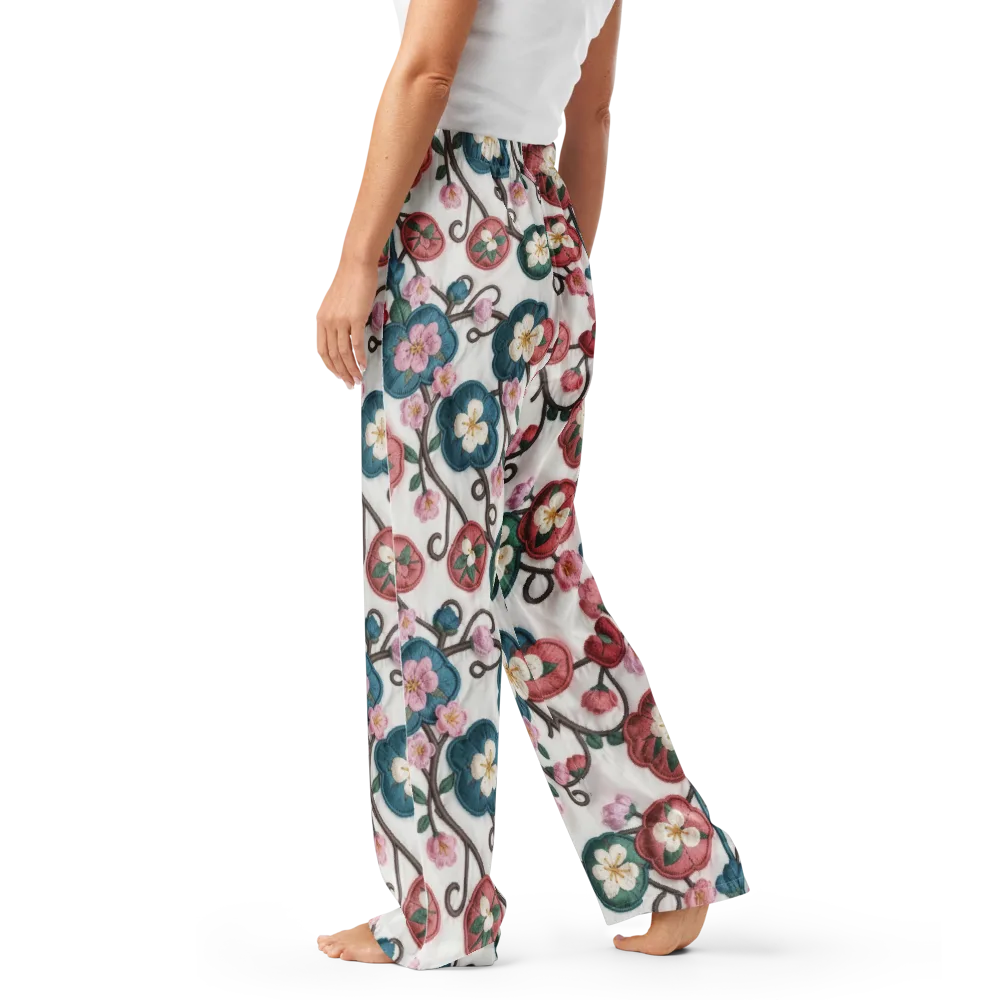 Embroidered Reverie on Women's Pajama Pants — Left