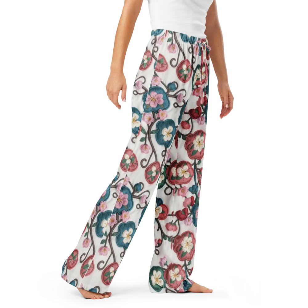Embroidered Reverie on Women's Pajama Pants — Right Front