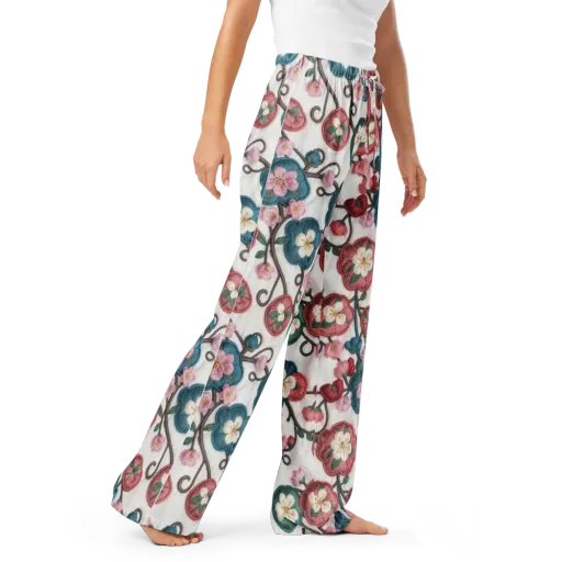 Embroidered Reverie on a Women's Pajama Pants