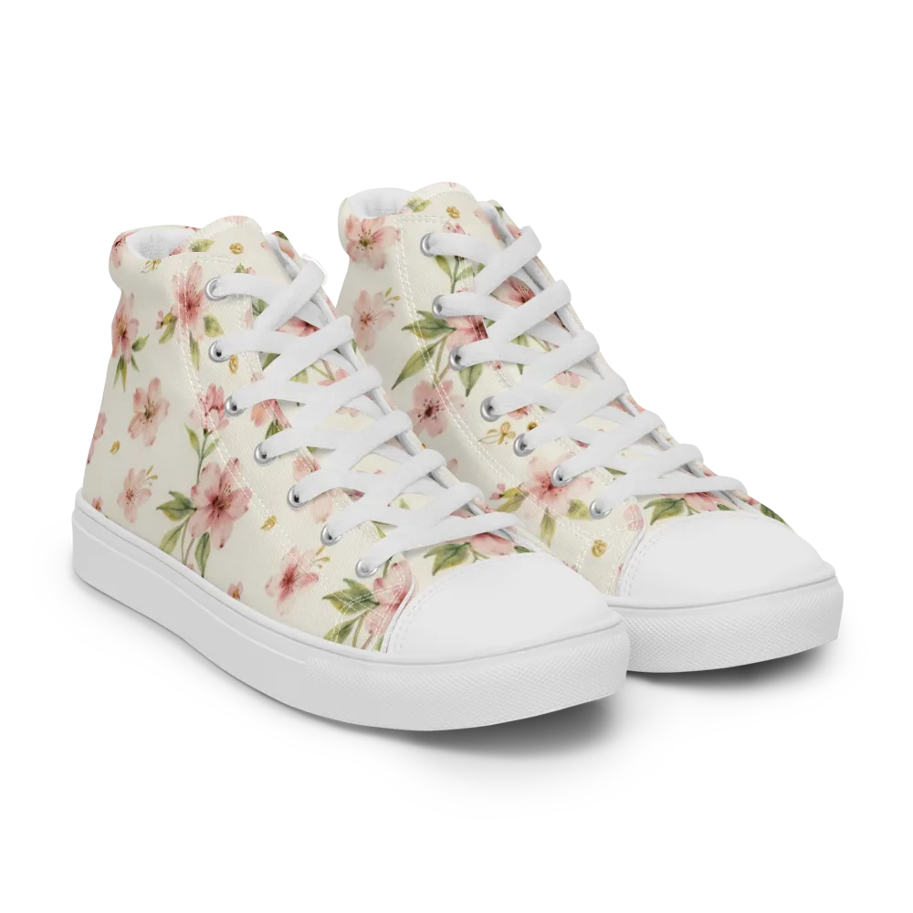 Petal Almanac on Men's High Top Canvas Shoes — Right Front