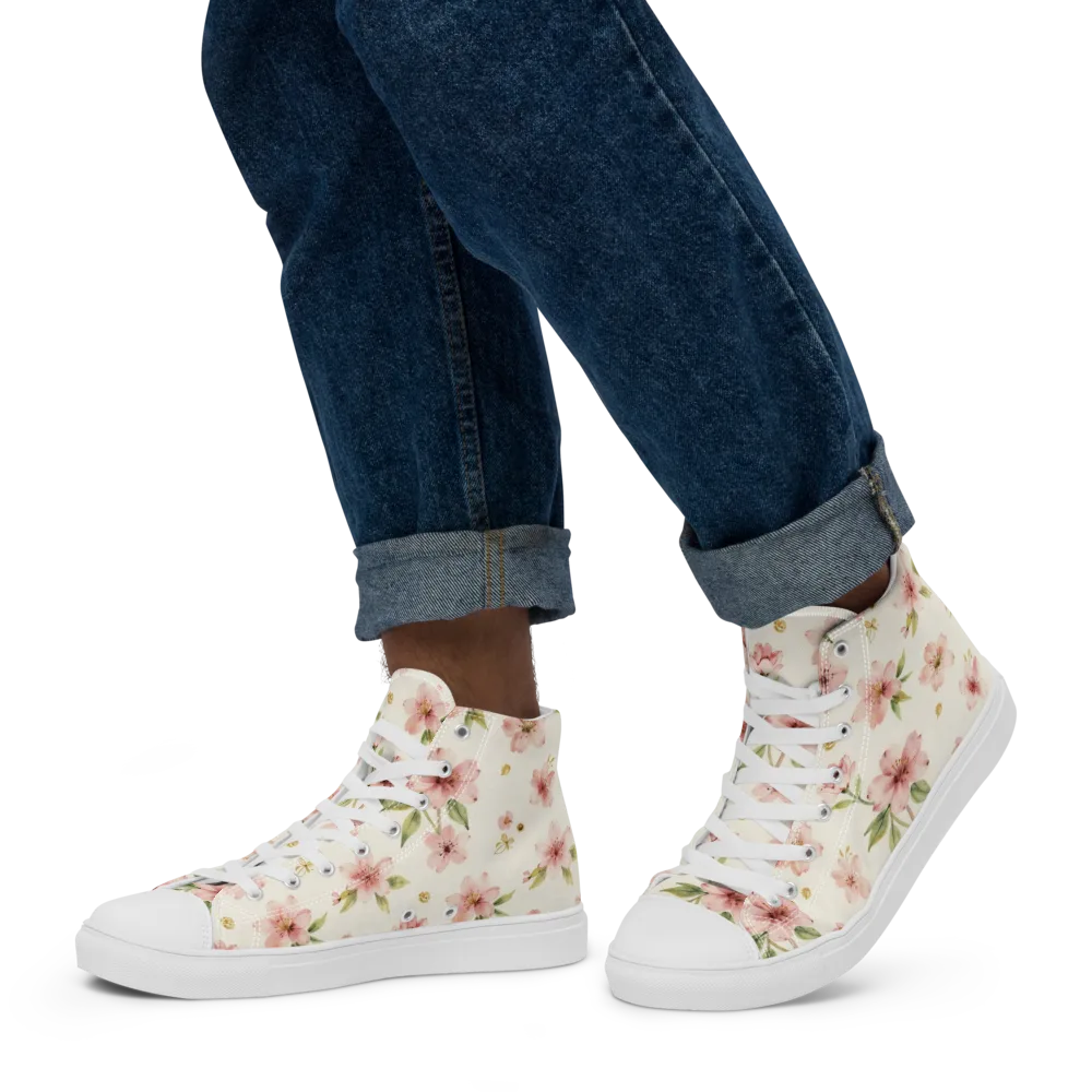 Petal Almanac on Men's High Top Canvas Shoes — Left
