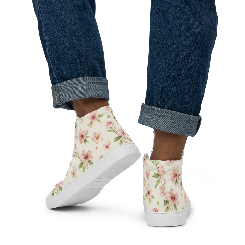 Petal Almanac on Men's High Top Canvas Shoes — Back