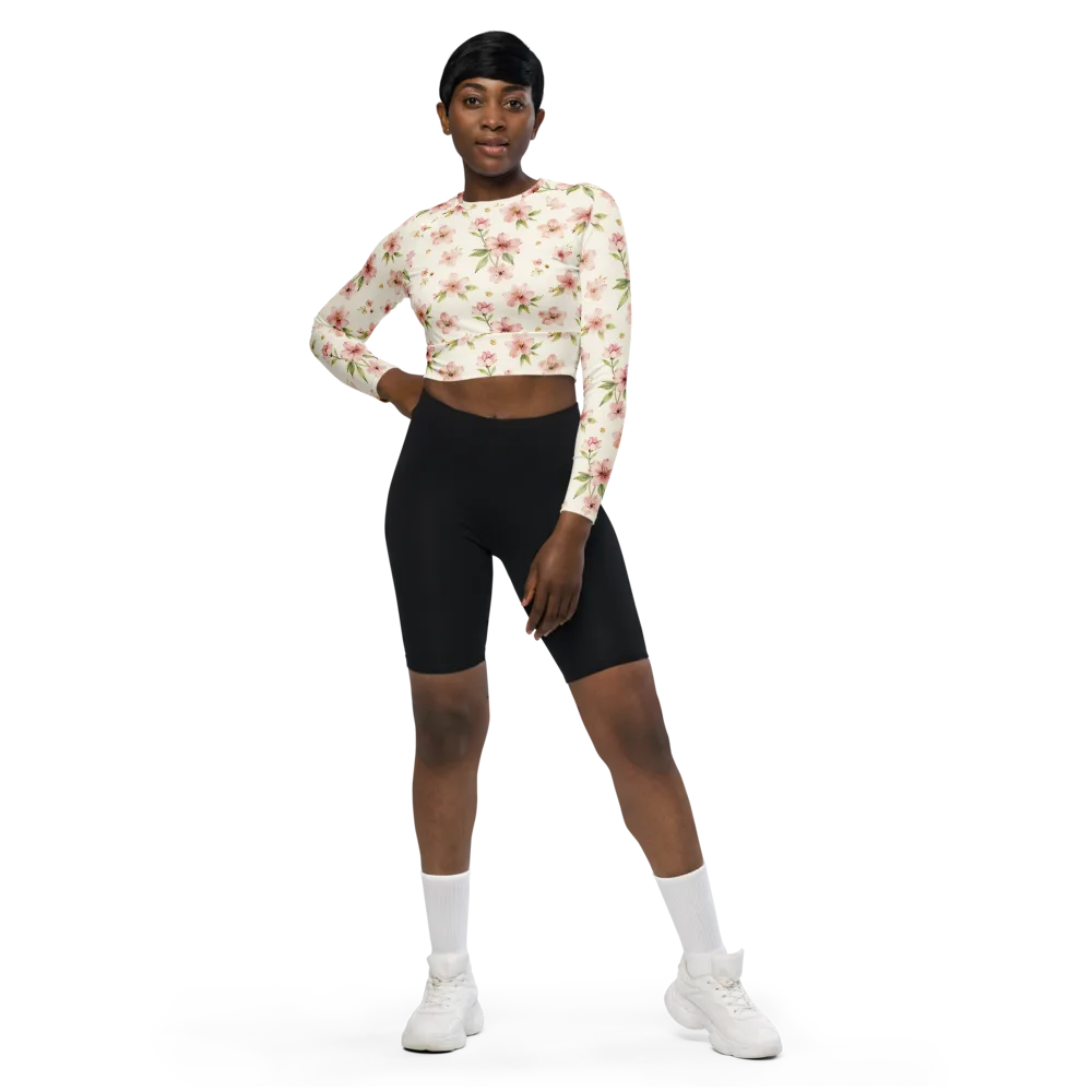 Petal Almanac on Long Sleeve Crop Top — Front