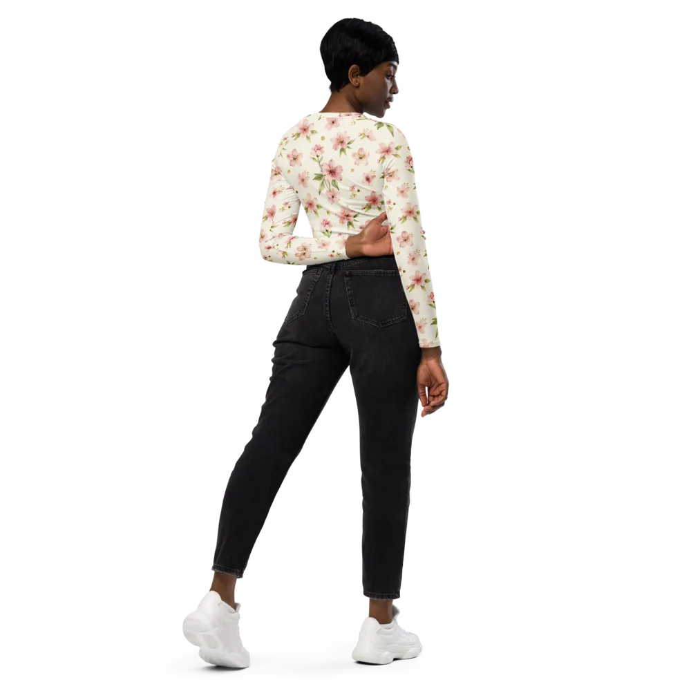Petal Almanac on Long Sleeve Crop Top — Right Back