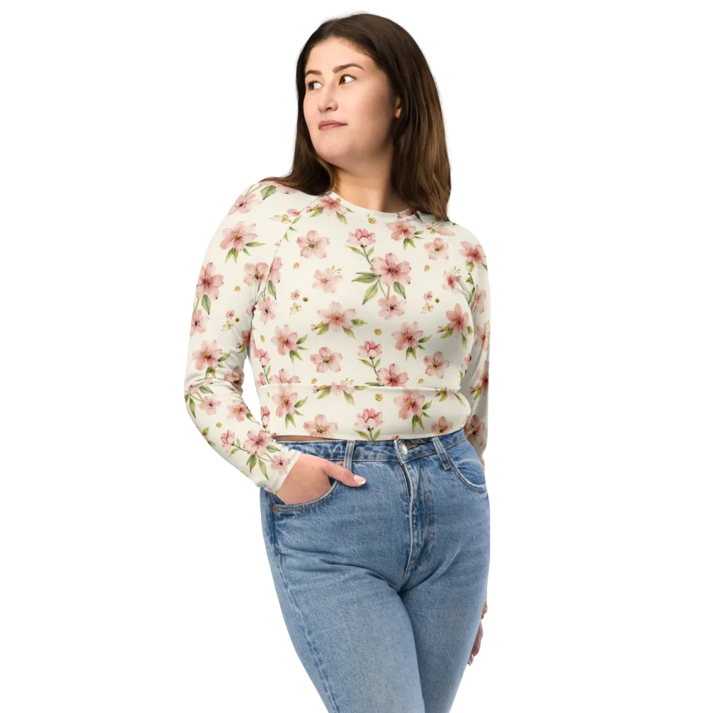 Petal Almanac on Long Sleeve Crop Top — Front