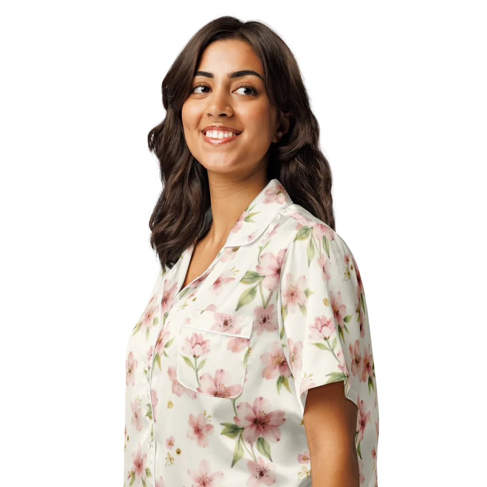 Petal Almanac on Women's Short Sleeve Pajama Top — Left Front