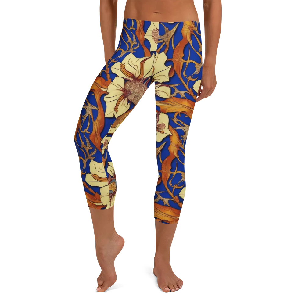 Cobalt Nouveau on Capri Leggings — Front